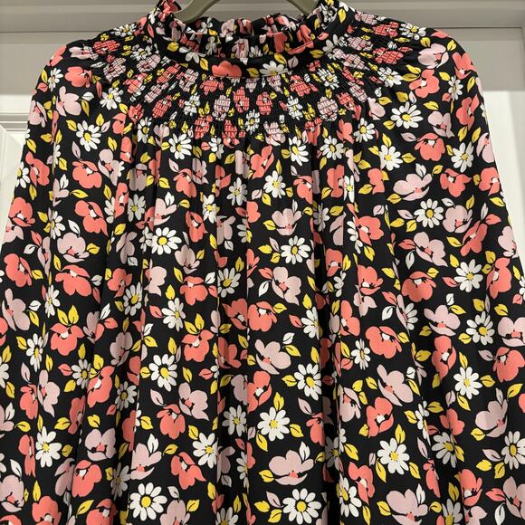 Kate Spade Road Trip Floral Shift Dress NWOT Chic Feminine Smocked Ruffle Dress - Picture 5 of 10
